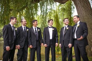 Black Tuxedo Groom and Groomsmen Attire