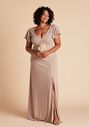 Birdy Grey Hannah Crepe Dress Curve in Taupe V-Neck Bridesmaid Dress - thumbnail - 1