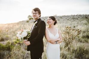 Classic Black Tuxedo and Elegant Fitted Gown with Sweetheart Neckline