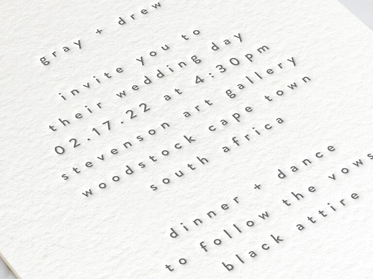 minted embossed wedding invitation