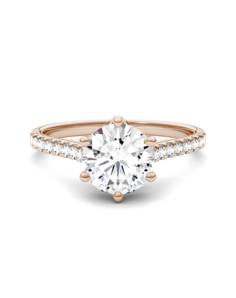 Forever One Moissanite Glamorous Round Cut Engagement Ring