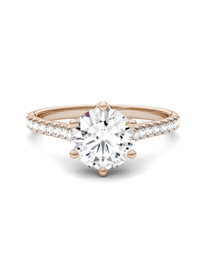 Forever One Moissanite Glamorous Round Cut Engagement Ring