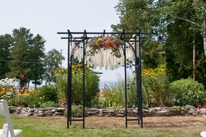 Black Wedding Arch with Peach Flowers