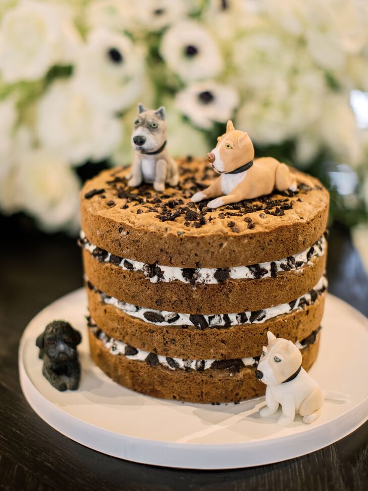 Cookie Groom's Cake With Dog Cake Topper Figurines