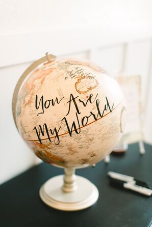 Bohemian Globe Guest Book with Calligraphy
