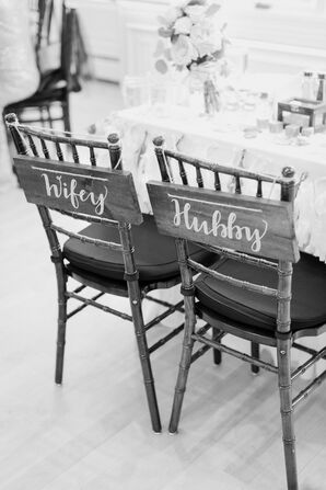 'Wifey' and 'Hubby' Reception Chair Signs