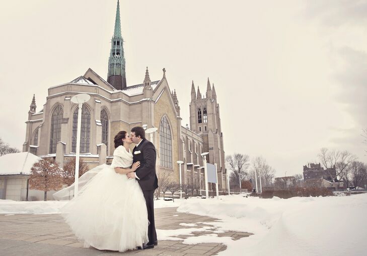 A color palette of blush, burgundy and just a touch of mint green added romance (without being over the top) to Emily and Patrick's Valentine's Day we