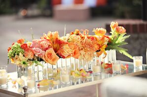 Low Orange Cocktail Hour Arrangements