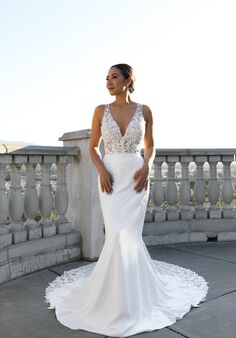 Essense of Australia D3577 Column Wedding Dress