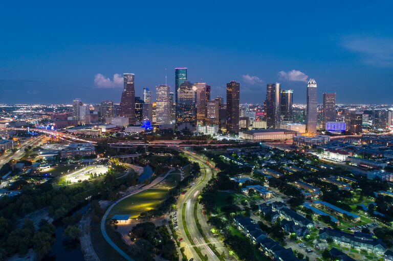 houston city skyline at night
