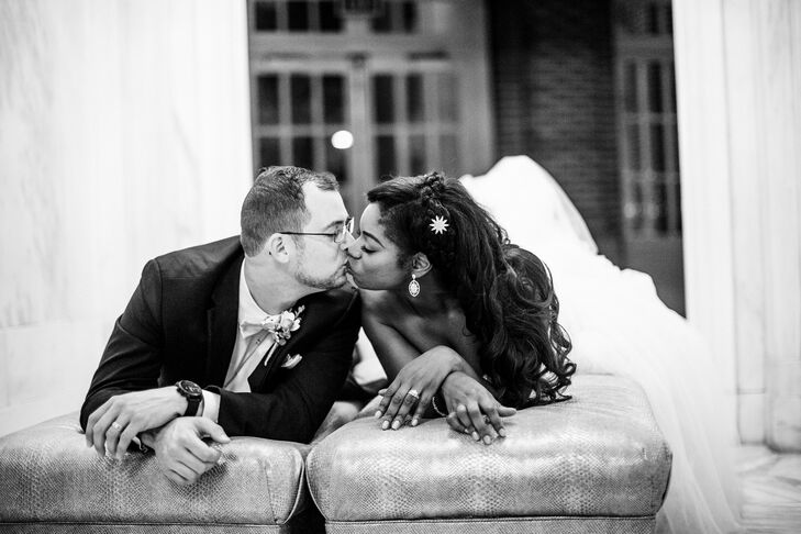 “Since we’re Air Force, we've spent a lot of our relationship apart, and it takes a lot of work to maintain a long-distance relationship,” Rachel says. To honor their relationship, they chose “Take the World” by Johnnyswim as their first dance song. “The lyrics talk about how nothing can compare with our love,” Rachel says. “ 'In the rising tide, there’s no fear or fight that we can’t face together’—no matter what the world throws at us, as long as we stick together, we can take the world,” she says.