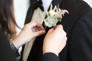 White Rose and Succulent Boutonniere