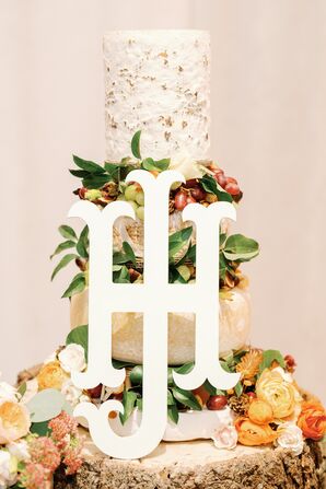 Custom Laser-Cut Monogram Sign Decorating Cheese Wheel Cake