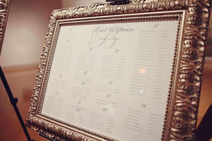 Gold Framed Seating Assignment Chart
