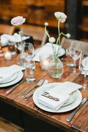 Rustic Place Setting with Single Bud Vases