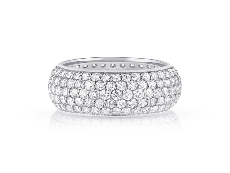 domed pave wedding band in platinumm