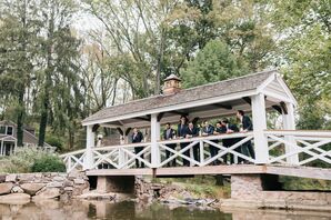 Groomsmen Donning Classic Suits and Purple Ties