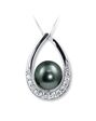 Kay Jewelers Tahitian Cultured Pearl Necklace White Topaz Sterling Silver Wedding Necklaces photo - thumbnail - 1