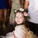 The flower girls wore ivory tutu dresses made by Tricia's friends. "They were adorable and the blush pink flower halos made it even more precious," says Tricia.