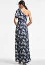 Sachin & Babi Chelsea Gown - Navy & Ivory Peony One Shoulder Bridesmaid Dress - thumbnail - 2