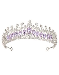 AW Bridal AW BRIDAL Tiaras and Crowns for Women Purple Crystal Princess Tiara - Queen Crown Headband for Wedding Prom Christmas Hair Accessories, Purple + Silver Purple Tiara