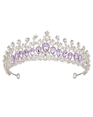 AW Bridal AW BRIDAL Tiaras and Crowns for Women Purple Crystal Princess Tiara - Queen Crown Headband for Wedding Prom Christmas Hair Accessories, Purple + Silver Purple Tiara