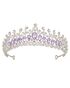 AW Bridal AW BRIDAL Tiaras and Crowns for Women Purple Crystal Princess Tiara - Queen Crown Headband for Wedding Prom Christmas Hair Accessories, Purple + Silver Purple Tiara - thumbnail - 1