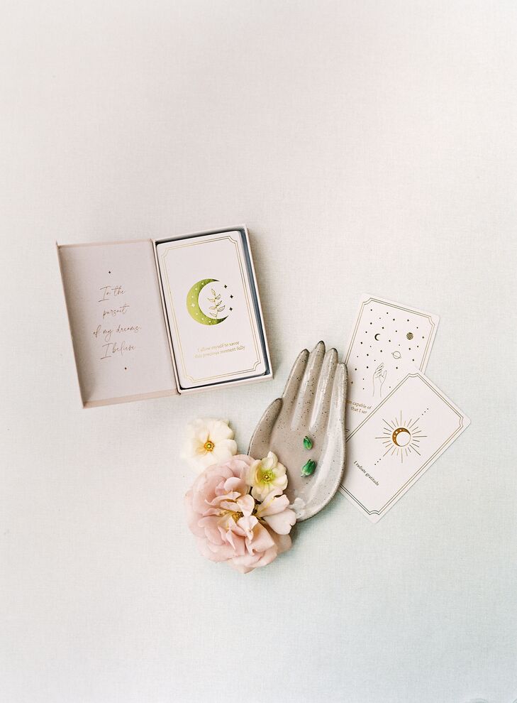 Mystical Pink Tarot Cards and Open Hand Plate for Whimsical Wedding