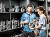 couple shopping for kitchenware