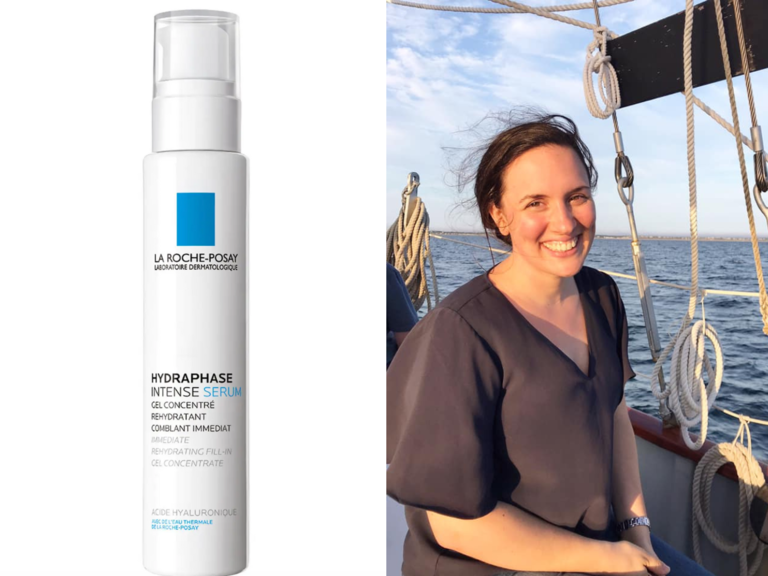Collage of La Roche-Posay Hydraphase Intense Hyaluronic Acid Serum and Hannah
