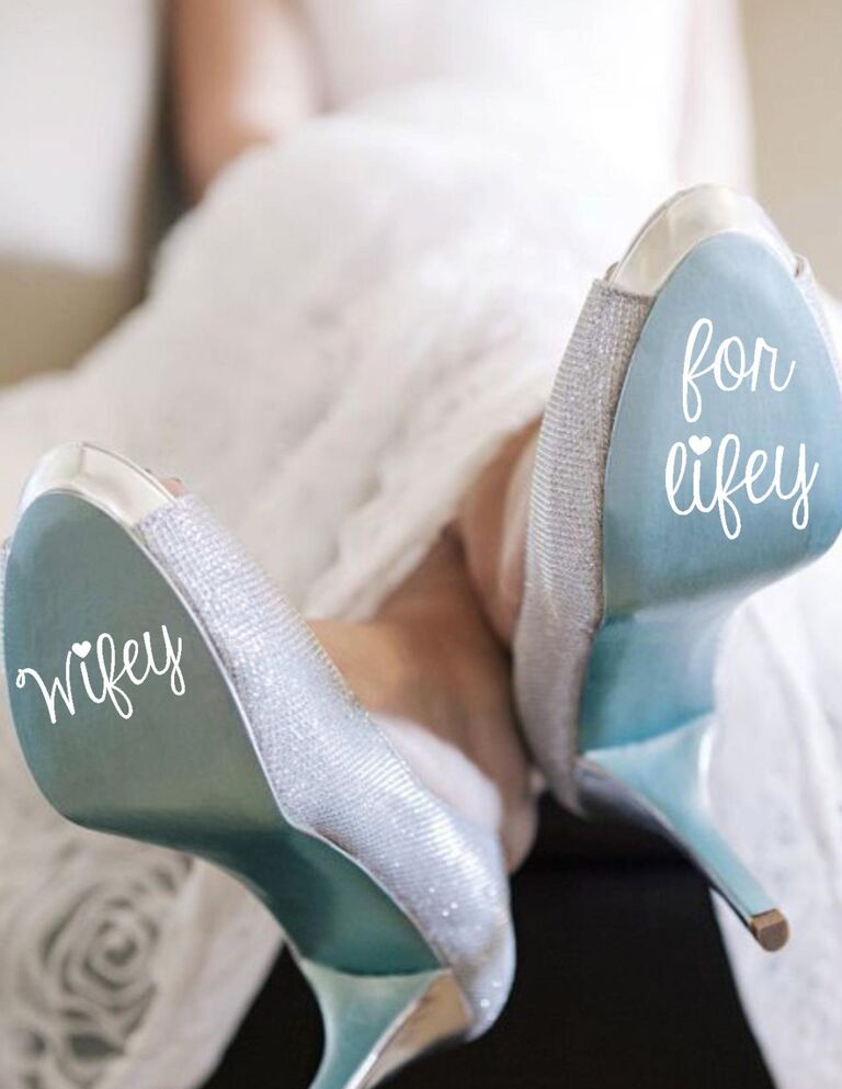 Signed blue sole wedding shoes 