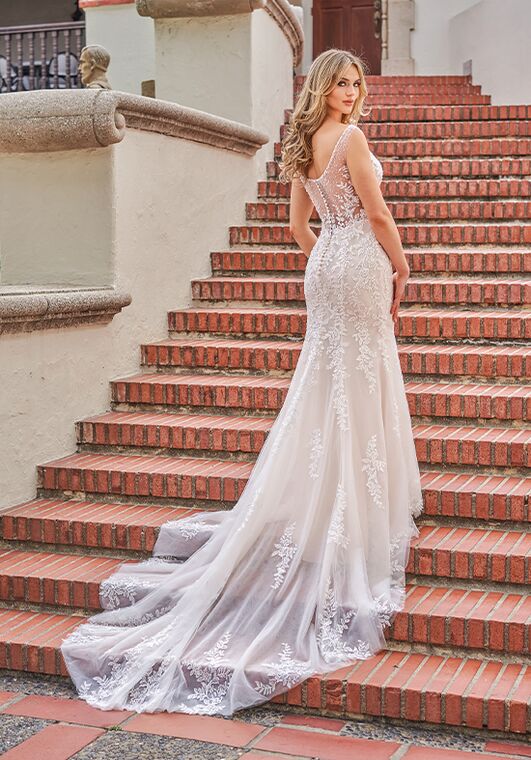 Jasmine Couture Jewel Fit-and-Flare Wedding Dress - 2