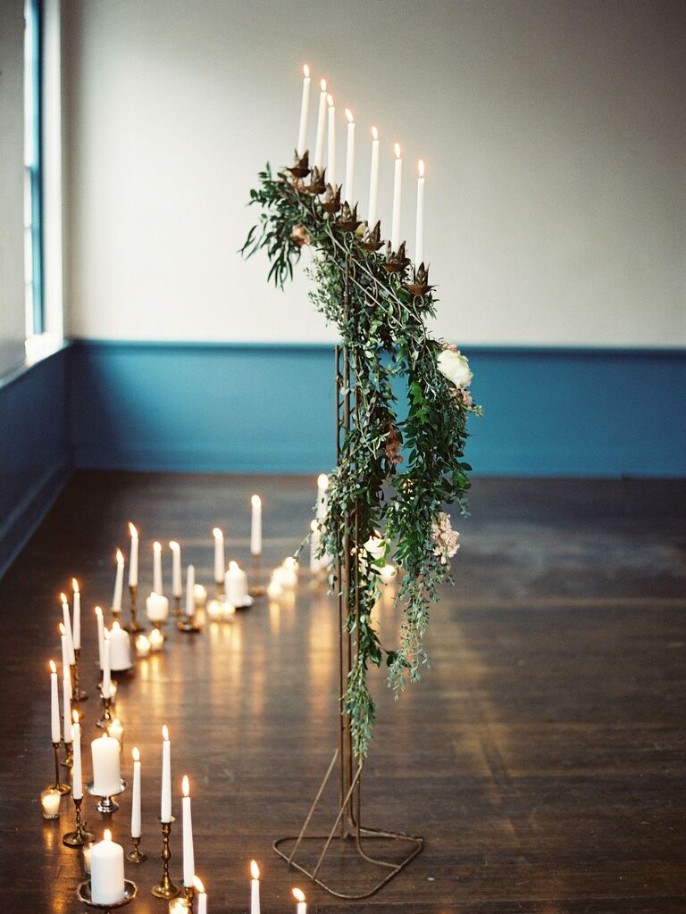 Romantic candelabra with greenery
