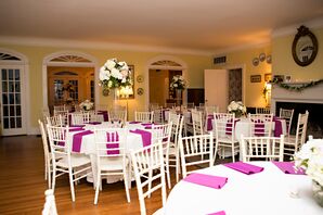 Simple White and Purple Reception Decor