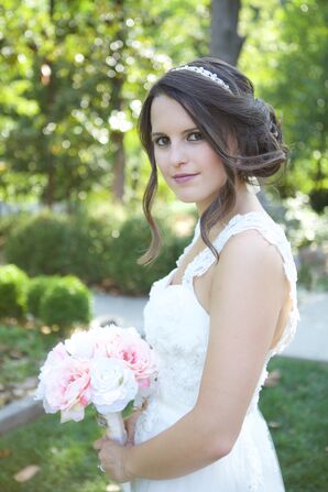Loose Bridal Updo With Crystal Headband