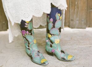 Rustic, Eclectic Painted Boots with Colorful Cactus Design