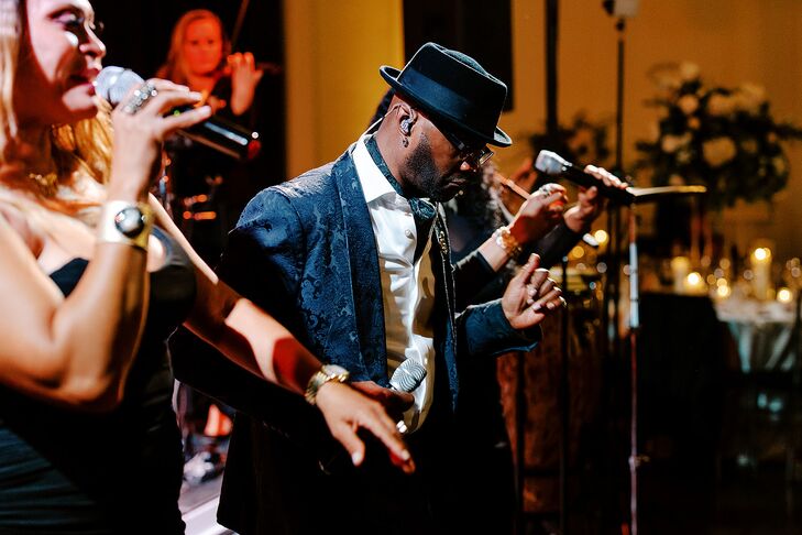 Singers Performing at Elegant, Classic Wedding Reception in Ballroom