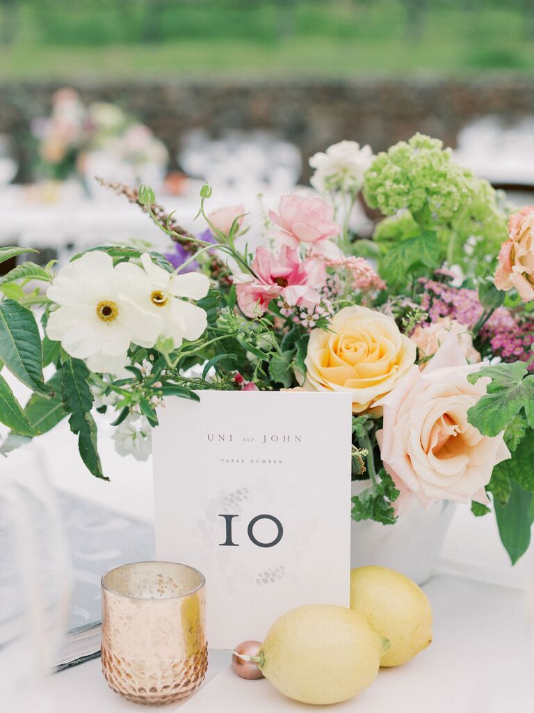 Fruit lemon floral table arrangements