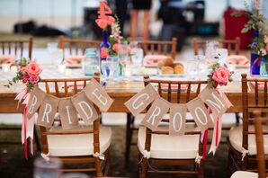 Burlap Bride and Groom Sweetheart Chair Pennants