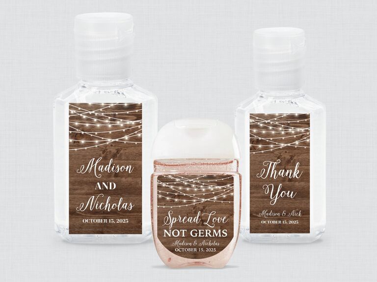 Rustic hand sanitizer labels