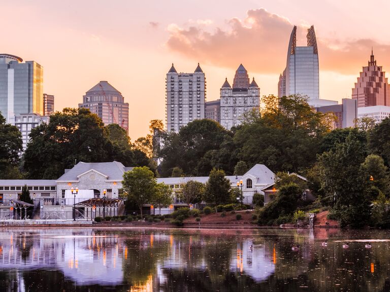 Sunset over piedmont Park in Atlanta