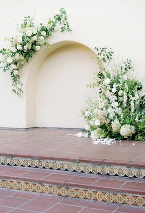 Altar Floral Arrangement With Hydrangea, Stock and Roses
