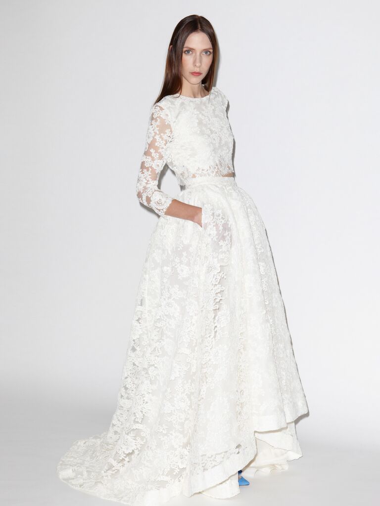 lace wedding dress with crop top