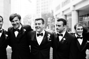 Groom and Groomsmen in Tuxedos