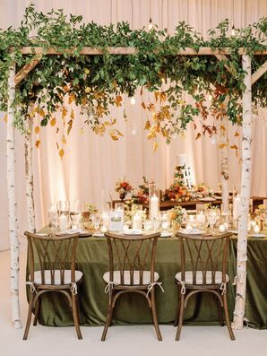 Wood Chairs Under Aspen Tree Canopy at Reception Table