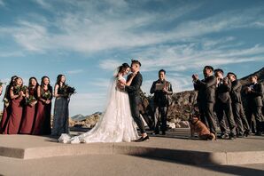 Modern Desert Ceremony with Bride, Groom and Wedding Party