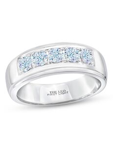 Kay Jewelers Men's THE LEO First Light Diamond Wedding Band 1 ct tw Round-cut 14K White Gold White Gold Wedding Ring