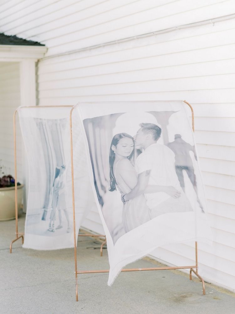 linen signs printed with photographs
