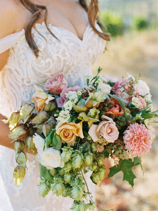 Bouquet with sprigs of fresh hops