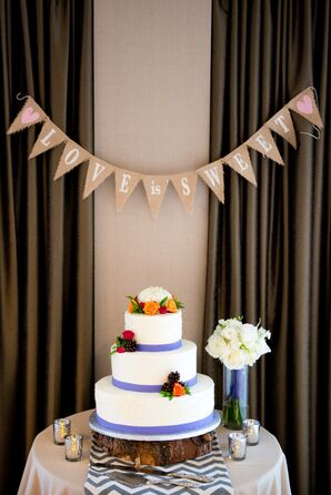 Three-Tier White and Lavender Cake
